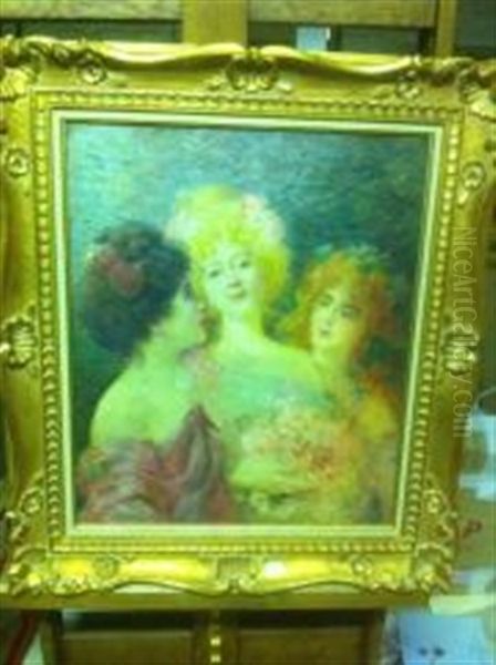 Trois Jeunes Femmes Oil Painting by Felix Courche