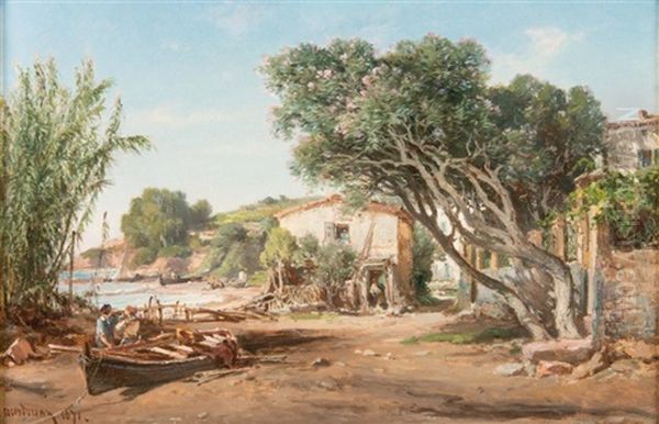 Cabanon Anime Oil Painting by Vincent Joseph Francois Courdouan