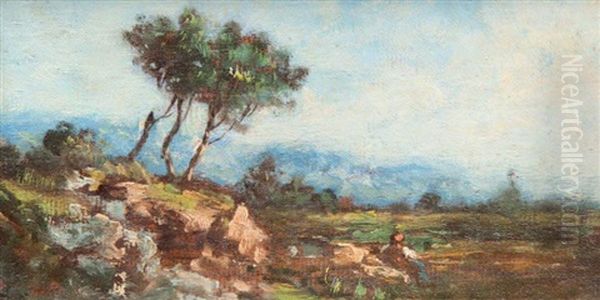 Paysage Anime Oil Painting by Vincent Joseph Francois Courdouan