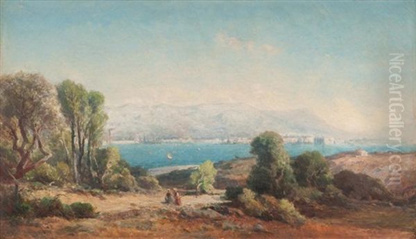 Rade De Toulon, Vue Des Sablettes Oil Painting by Vincent Joseph Francois Courdouan