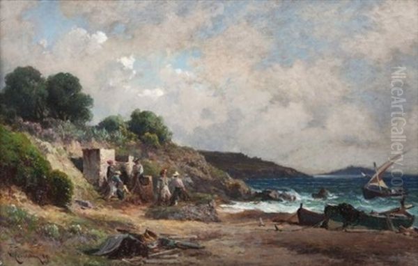 Grain Orageux Sur La Cote Oil Painting by Vincent Joseph Francois Courdouan