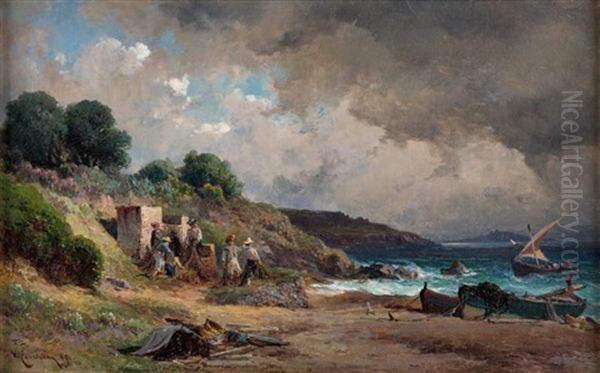 Grain Orageux Sur La Cote Oil Painting by Vincent Joseph Francois Courdouan