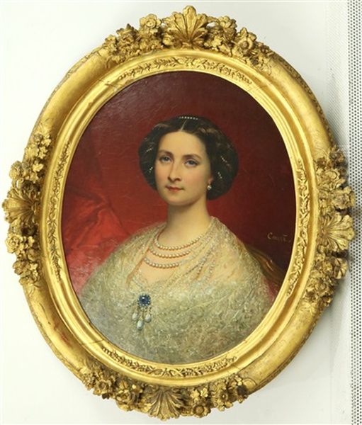 Elegante Dame Met Parelcollier Oil Painting by Joseph Desire Court