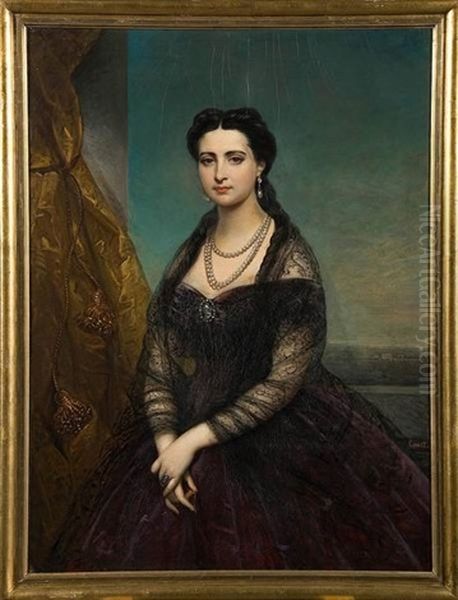 Portrait D'une Dame De Qualite Oil Painting by Joseph Desire Court