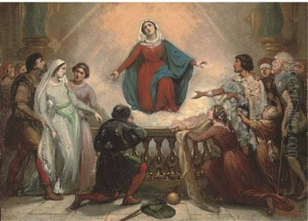 Mary Healing The Sick Oil Painting by Joseph Desire Court