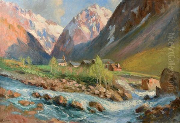 Le Vallon De La Berarde Oil Painting by Raymond (Louis) le Court