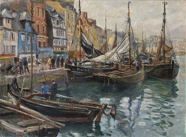 Le Havre, Le Bassin Du Roy Et Le Quai Videcoq Oil Painting by Raymond (Louis) le Court