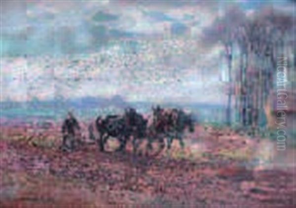 Labourage A Octeville En Caux Oil Painting by Raymond (Louis) le Court