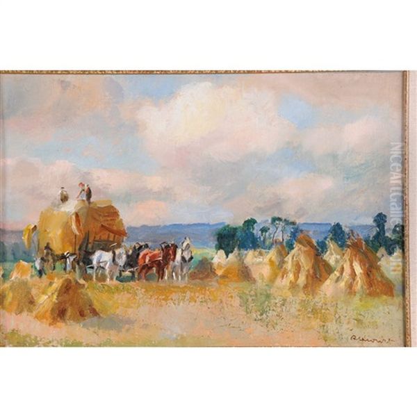 La Fenaison Oil Painting by Raymond (Louis) le Court