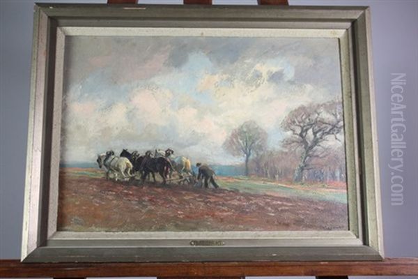 Labourage En Hiver Oil Painting by Raymond (Louis) le Court