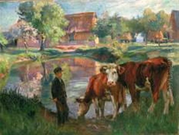 Printemps En Normandie Oil Painting by Raymond (Louis) le Court