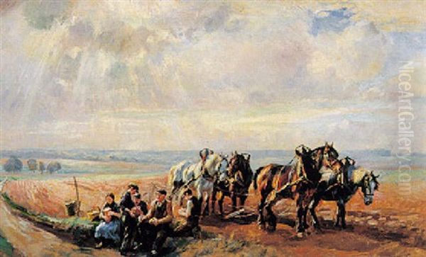 Le Dejeuner Des Laboureurs Oil Painting by Raymond (Louis) le Court