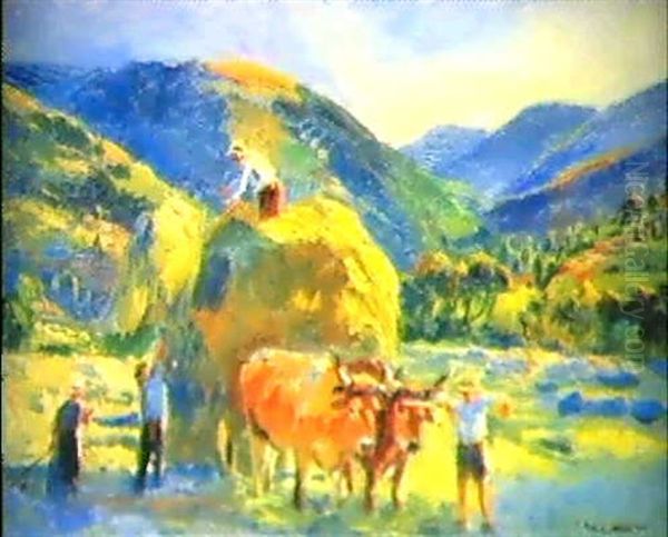 Le Retour Des Foins Oil Painting by Raymond (Louis) le Court