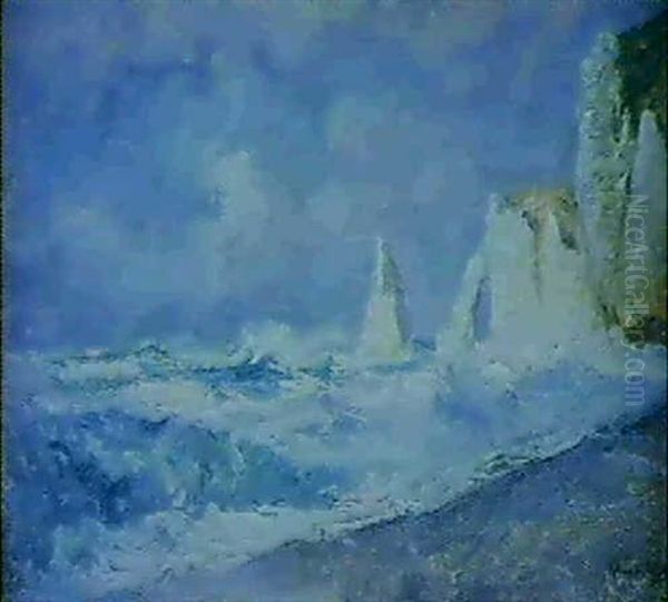 Etretat, Grande Tempete D'equinoxe Oil Painting by Raymond (Louis) le Court