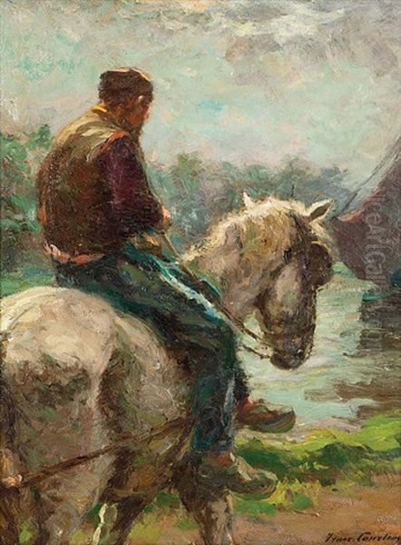 Boat-puller On His Horse Oil Painting by Franz Courtens