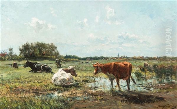 In Beautiful Flanders (ca. 1896-1897) Oil Painting by Franz Courtens