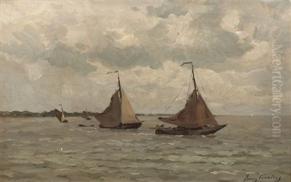 Les Bateaux Oil Painting by Franz Courtens