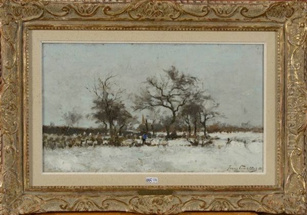 Paysage Anime Sous La Neige Oil Painting by Franz Courtens