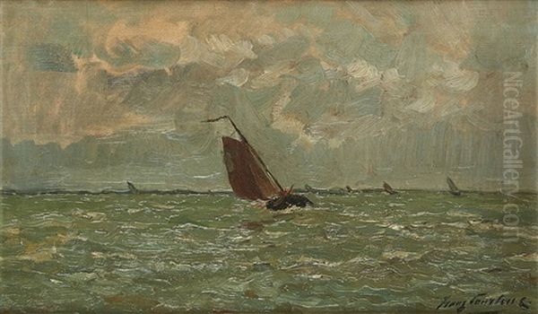 Barque De Peche Avant La Tempete Oil Painting by Franz Courtens