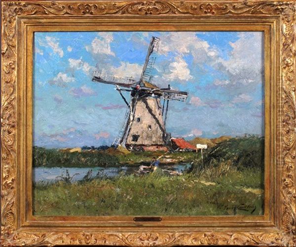 Le Moulin A Vent Oil Painting by Franz Courtens