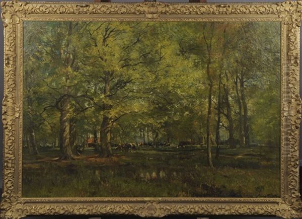 Le Troupeau Dans Le Bois Oil Painting by Franz Courtens