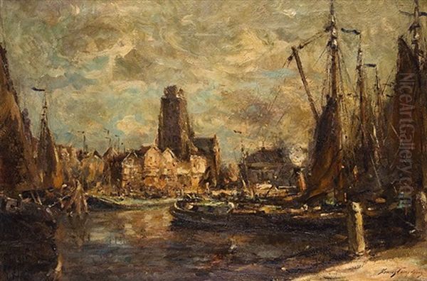 Le Port De Dordrecht Oil Painting by Franz Courtens