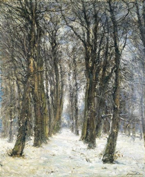 Le Bois Sous La Neige Oil Painting by Franz Courtens