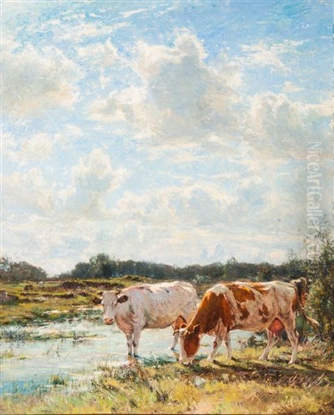 Bords De La Zan (matin) Oil Painting by Franz Courtens