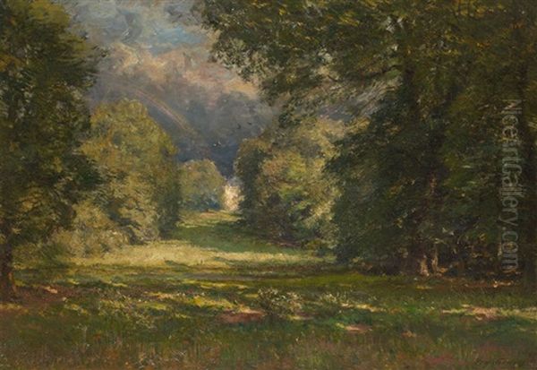 Arc En Ciel (parc Du Chateau De Laeken) Oil Painting by Franz Courtens