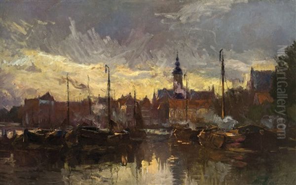 Vue De Tamise Depuis L'escaut Oil Painting by Franz Courtens