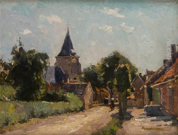 L'allee Du Village Oil Painting by Franz Courtens