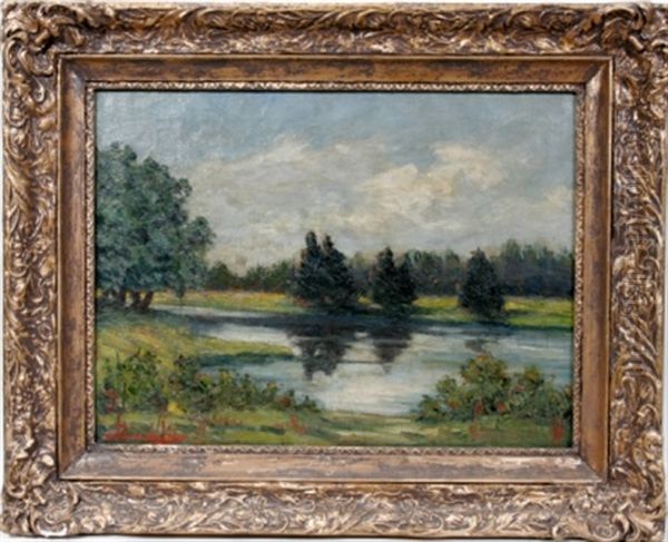 River Landscape Oil Painting by Franz Courtens