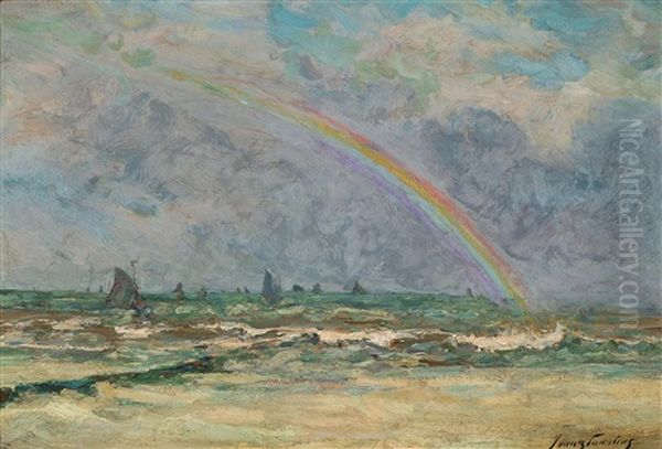 Marine Met Regenboog Oil Painting by Franz Courtens