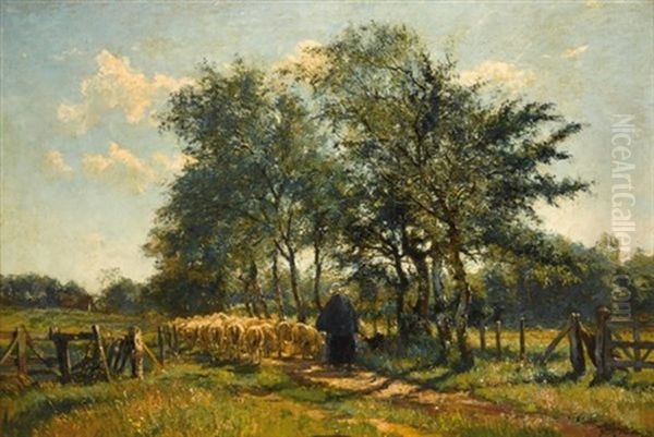 Le Chemin Des Bouleaux Oil Painting by Franz Courtens