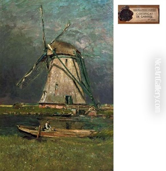 Fishing By The Mill Oil Painting by Franz Courtens