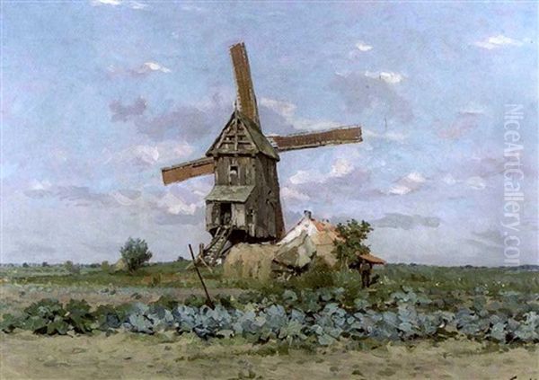 Moulin A Lokeren Oil Painting by Franz Courtens