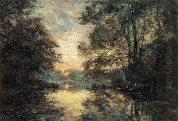 Coucher De Soleil Oil Painting by Franz Courtens