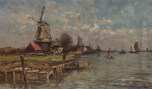 Estuaire En Hollande Oil Painting by Franz Courtens