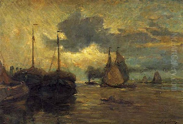 Dans L'estuaire Oil Painting by Franz Courtens