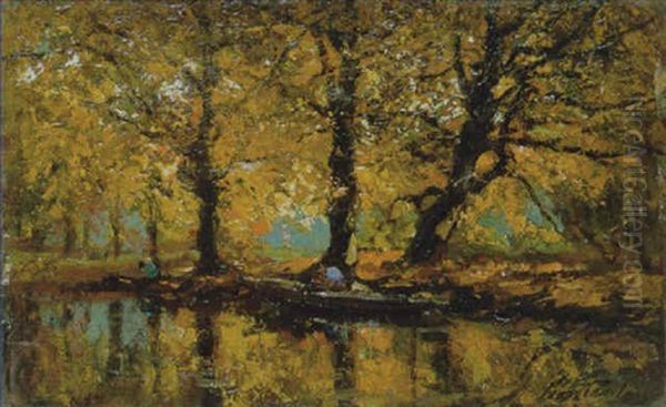 Herfstlandschap Oil Painting by Franz Courtens