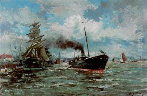 De Rede En De Schelde Te Antwerpen Oil Painting by Franz Courtens