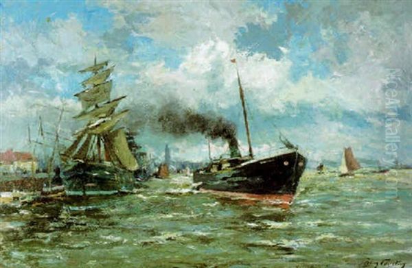 De Rede En De Schelde Te Antwerpen Oil Painting by Franz Courtens