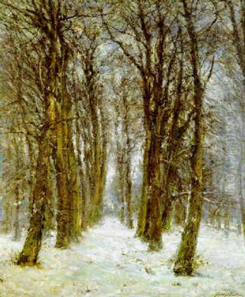 Le Bois Sous La Neige Oil Painting by Franz Courtens