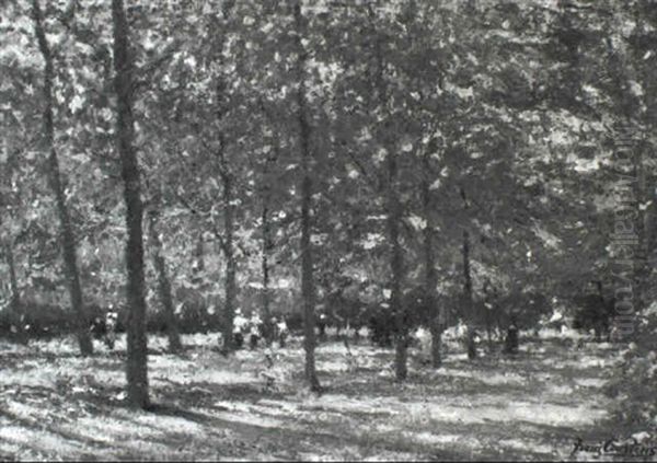 Strolling In The Elfswoud Parc On A Summer Day Oil Painting by Franz Courtens