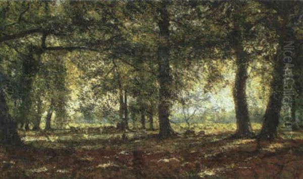 Schapen Onder De Boom Oil Painting by Franz Courtens