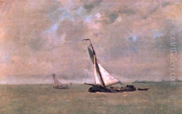 Zeilboten Op De Schelde Oil Painting by Franz Courtens