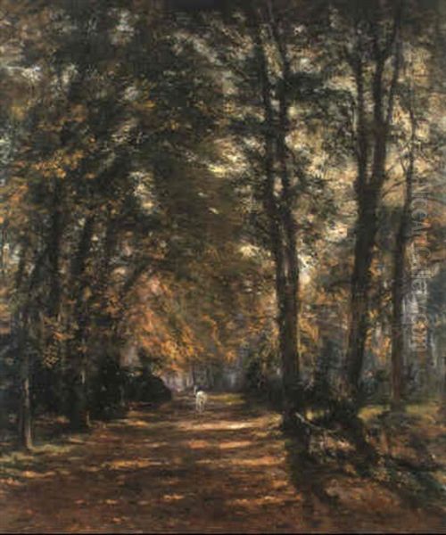 Dreef Te Laeken Met Ruiter Oil Painting by Franz Courtens