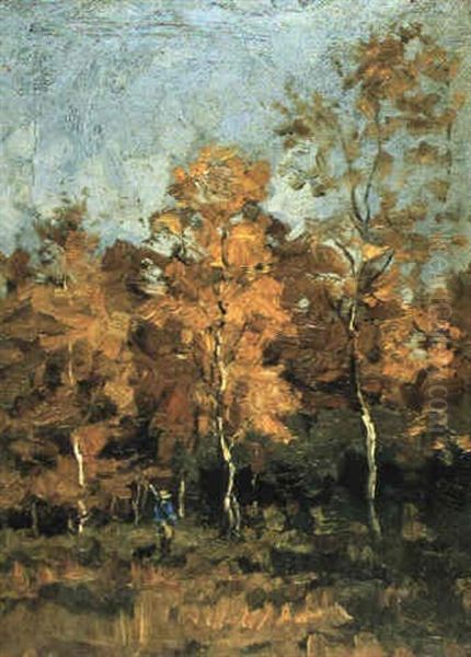 Chasseur Dans Le Bois Oil Painting by Franz Courtens