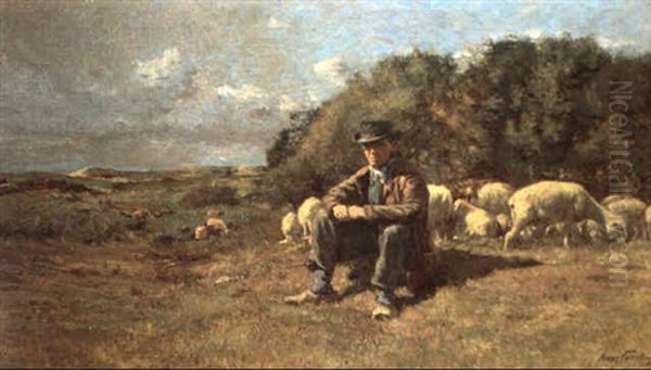 Berger Au Repos Oil Painting by Franz Courtens