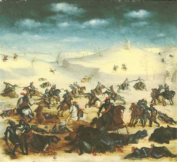 The Battle Of Leckerbeetje Oil Painting by Balthasar Courtois